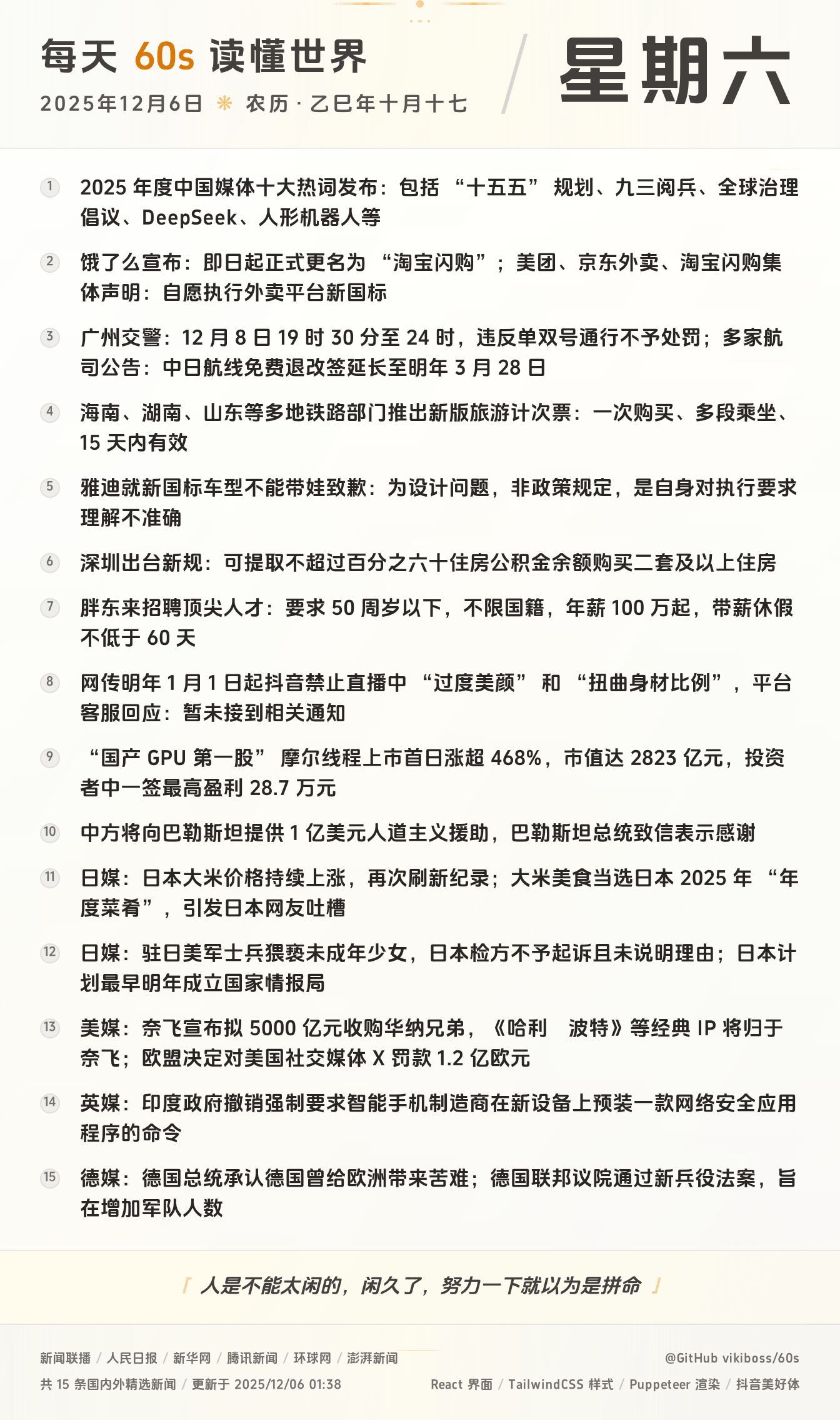 2025年12月06日新闻快讯-九零社区