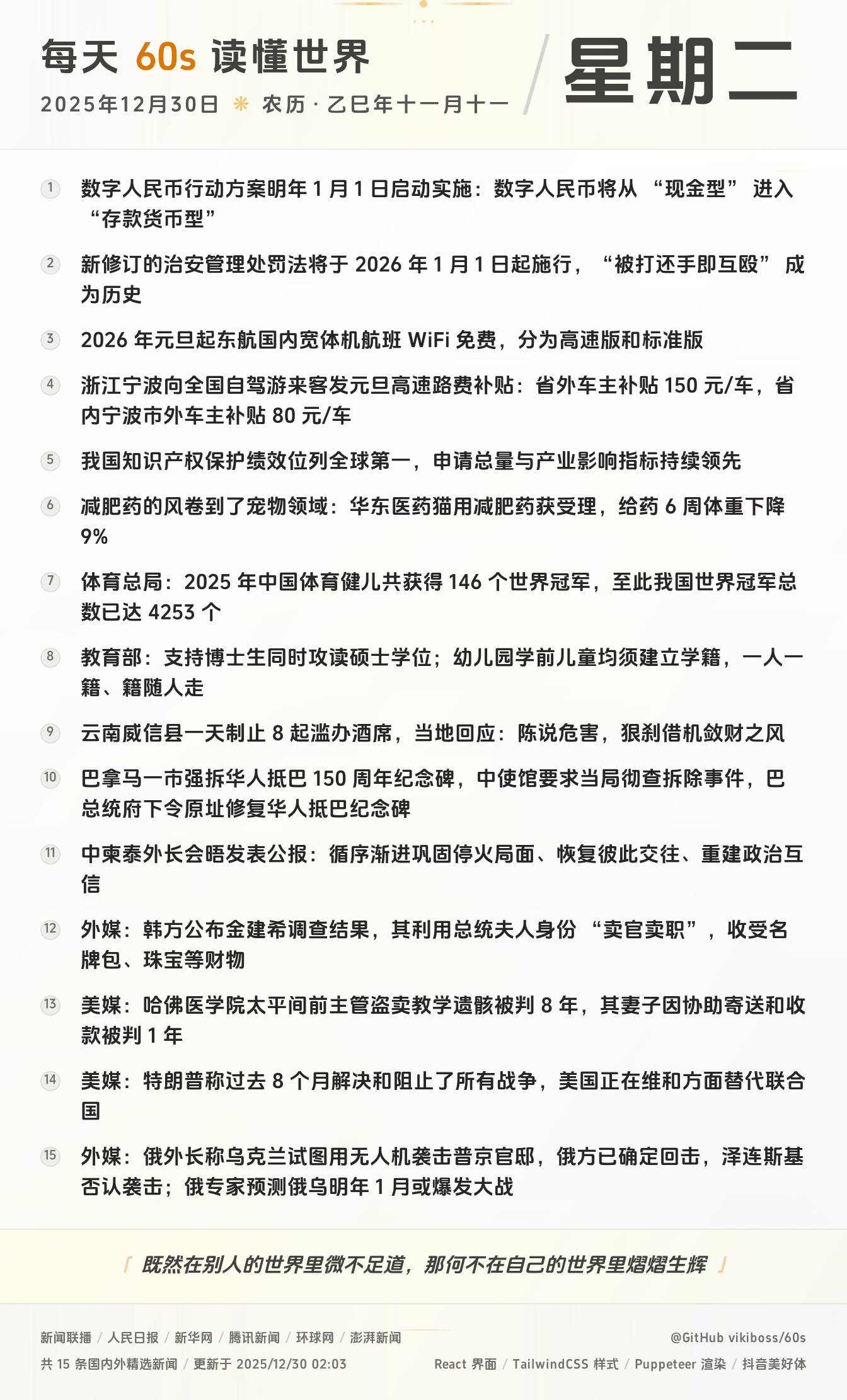 2025年12月30日新闻快讯-九零社区