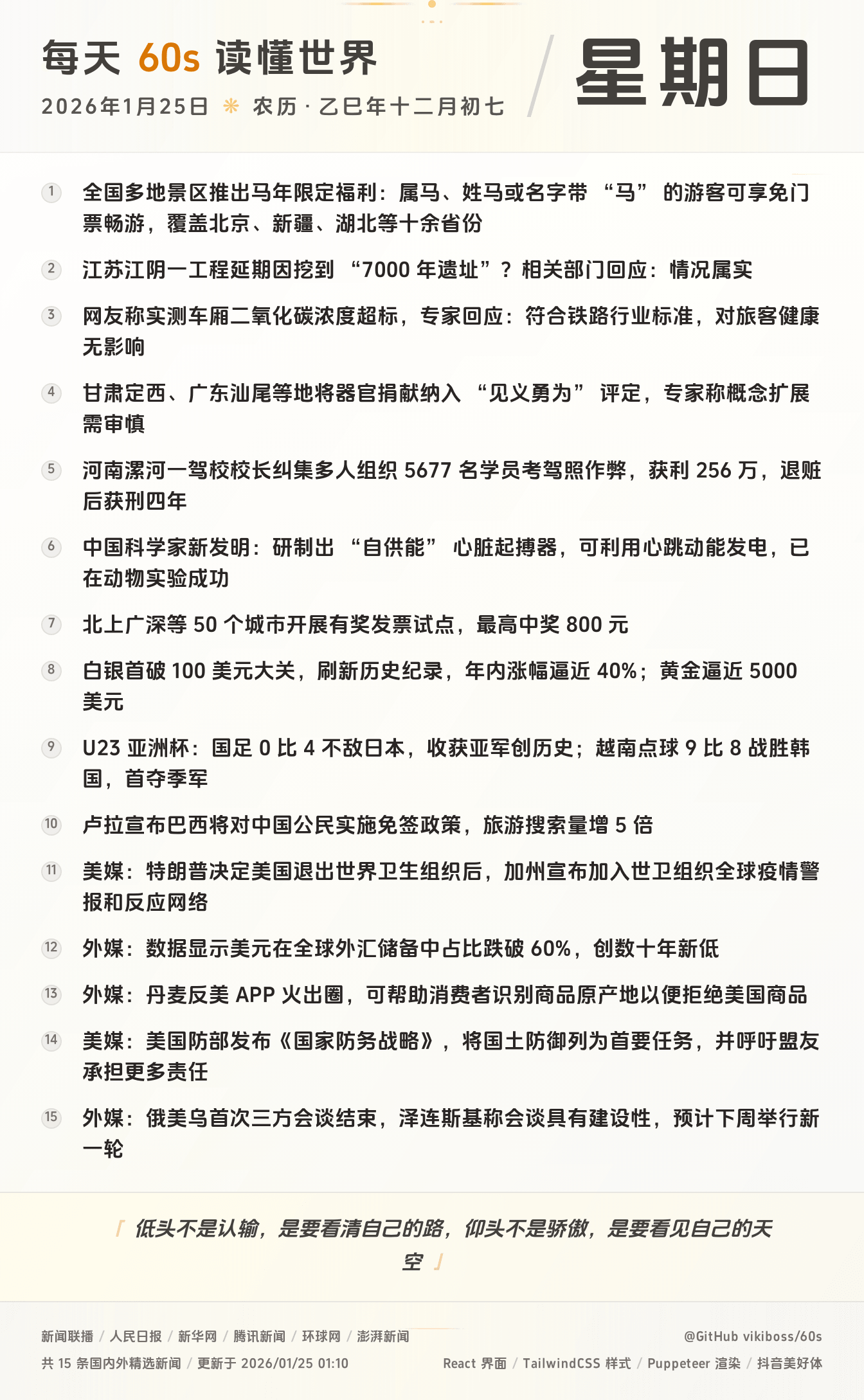 2026年01月25日新闻快讯-九零社区