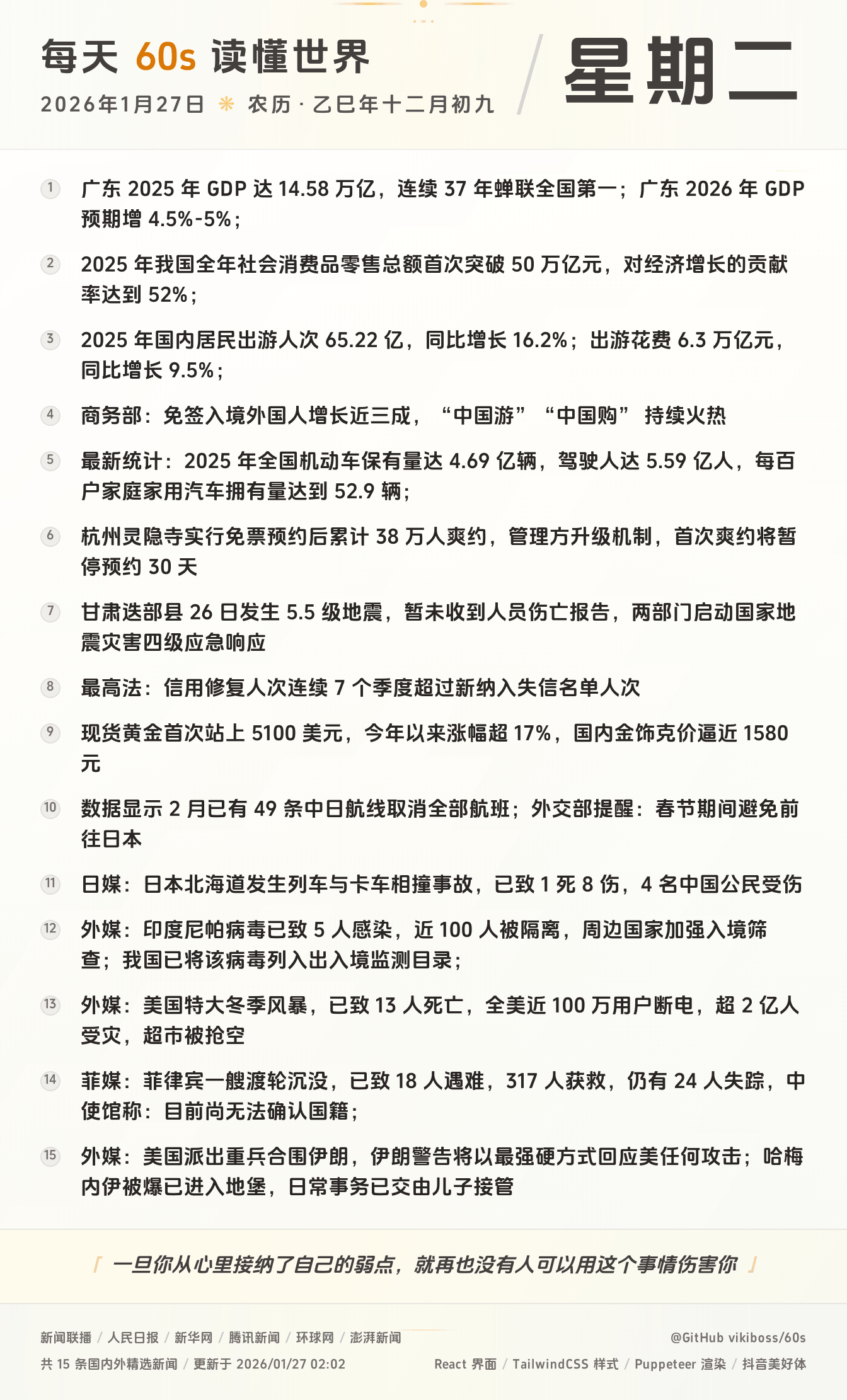 2026年01月27日新闻快讯-九零社区