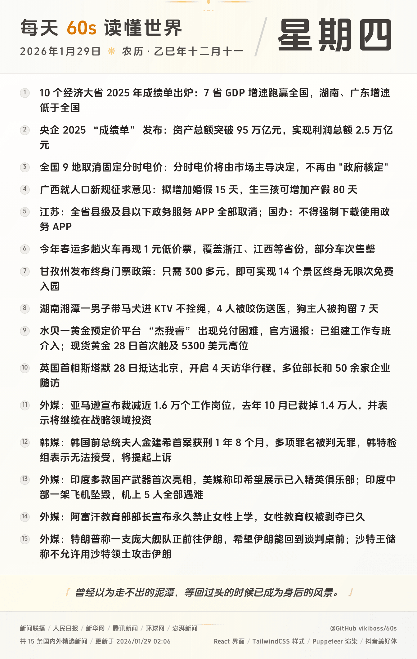 2026年01月29日新闻快讯-九零社区