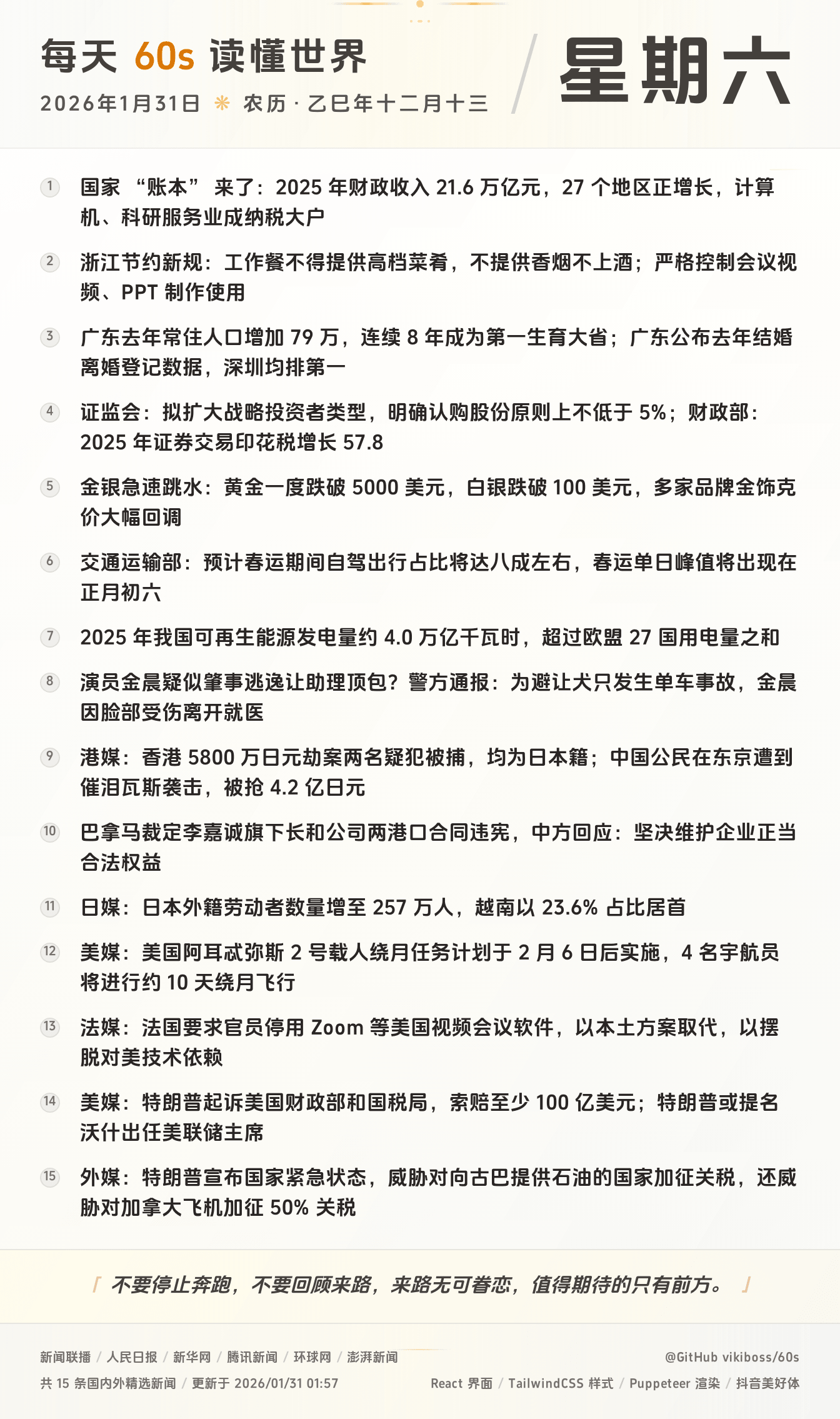 2026年01月31日新闻快讯-九零社区