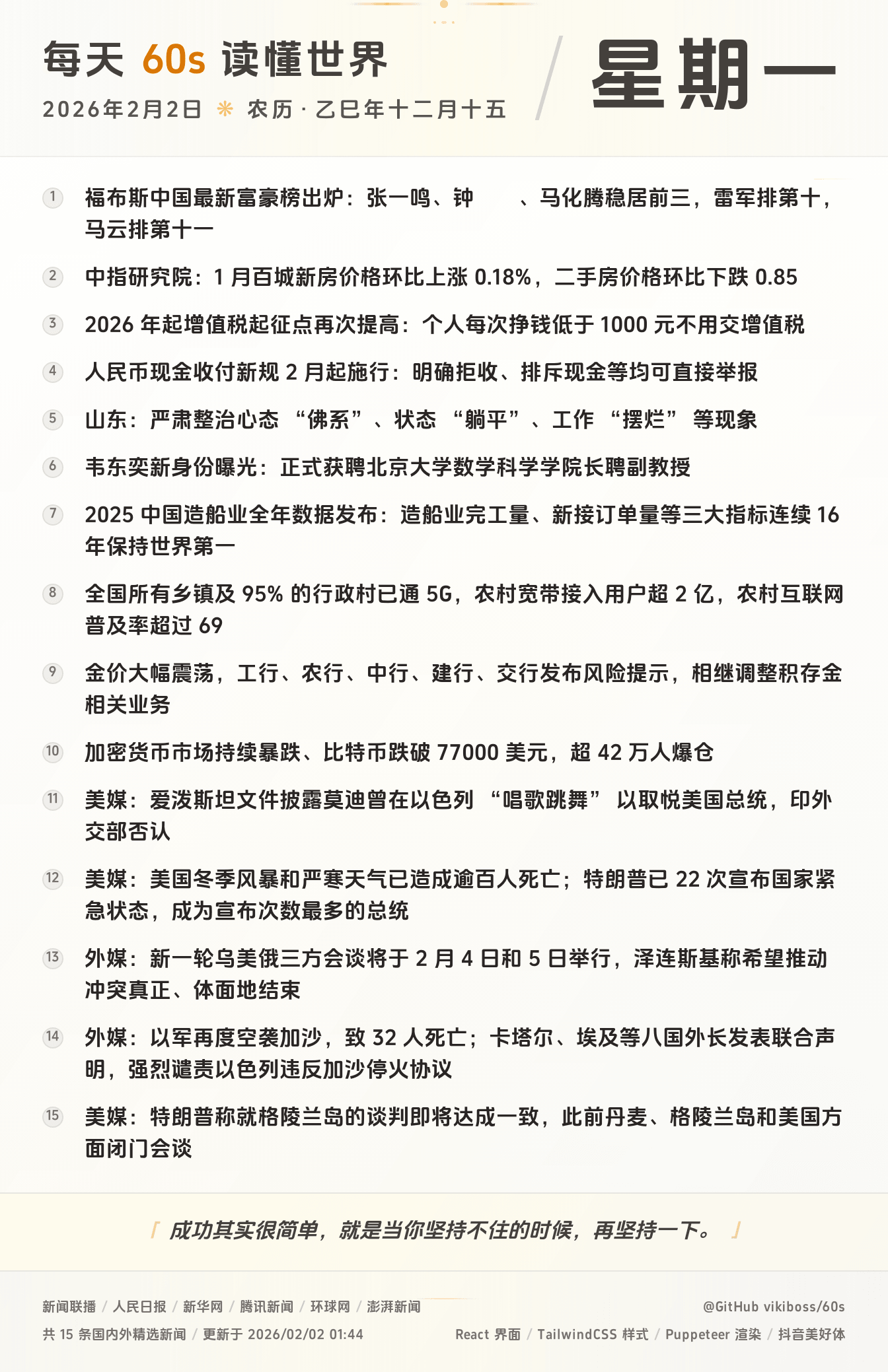 2026年02月02日新闻快讯-九零社区