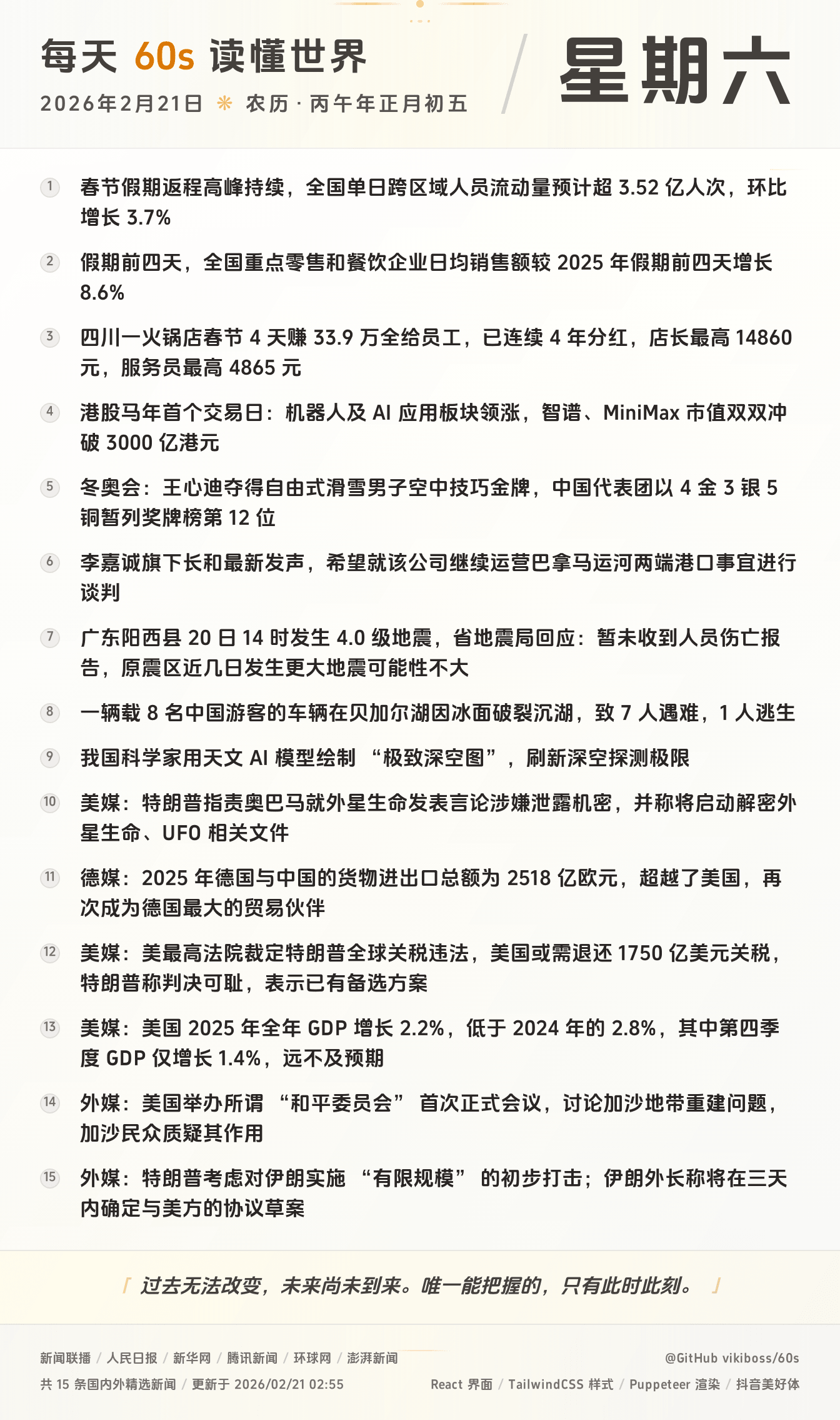 2026年02月21日新闻快讯-九零社区