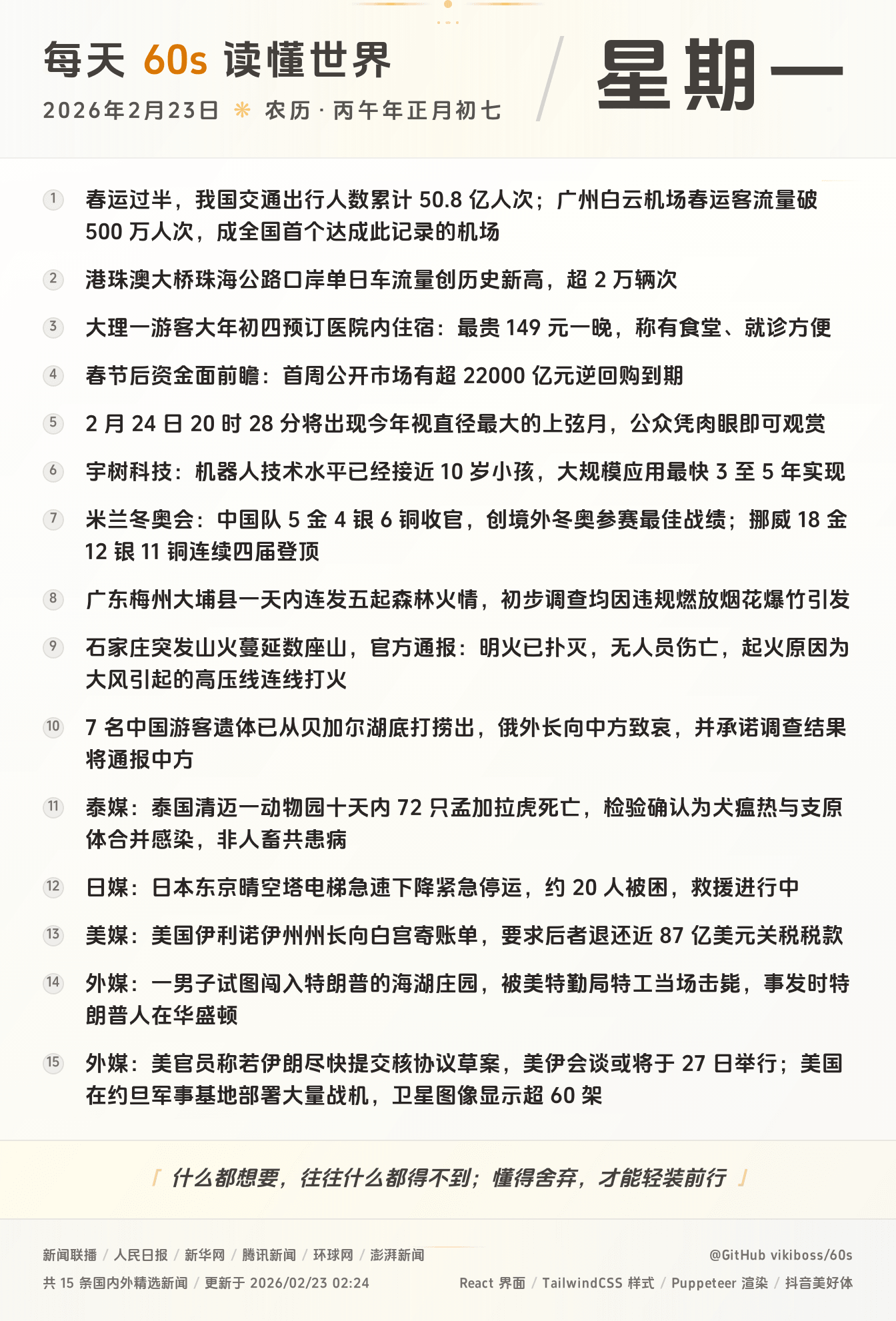 2026年02月23日新闻快讯-九零社区