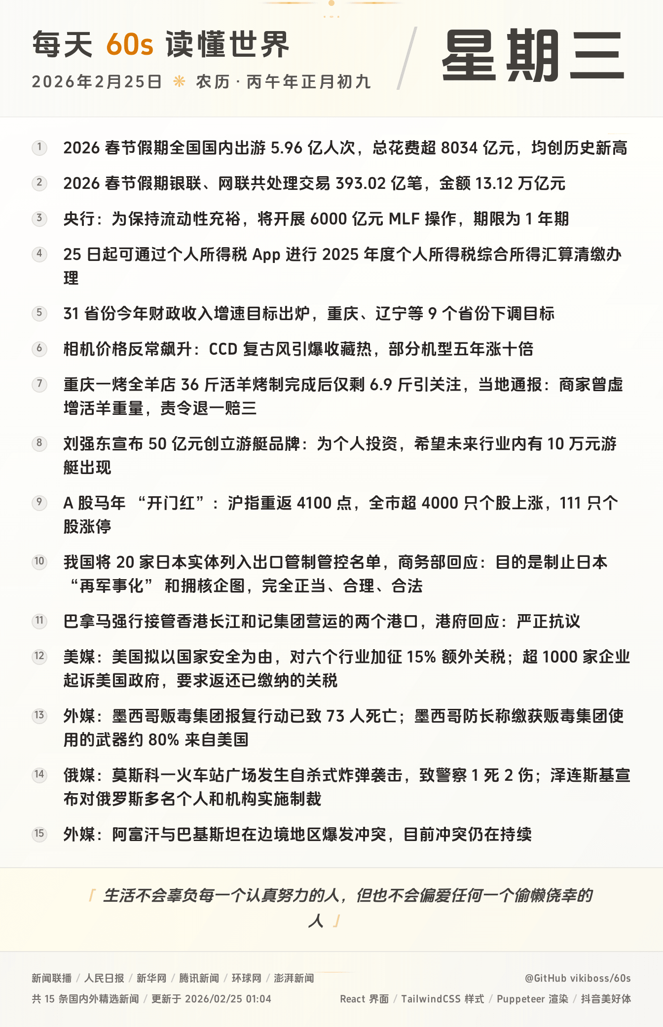 2026年02月25日新闻快讯-九零社区