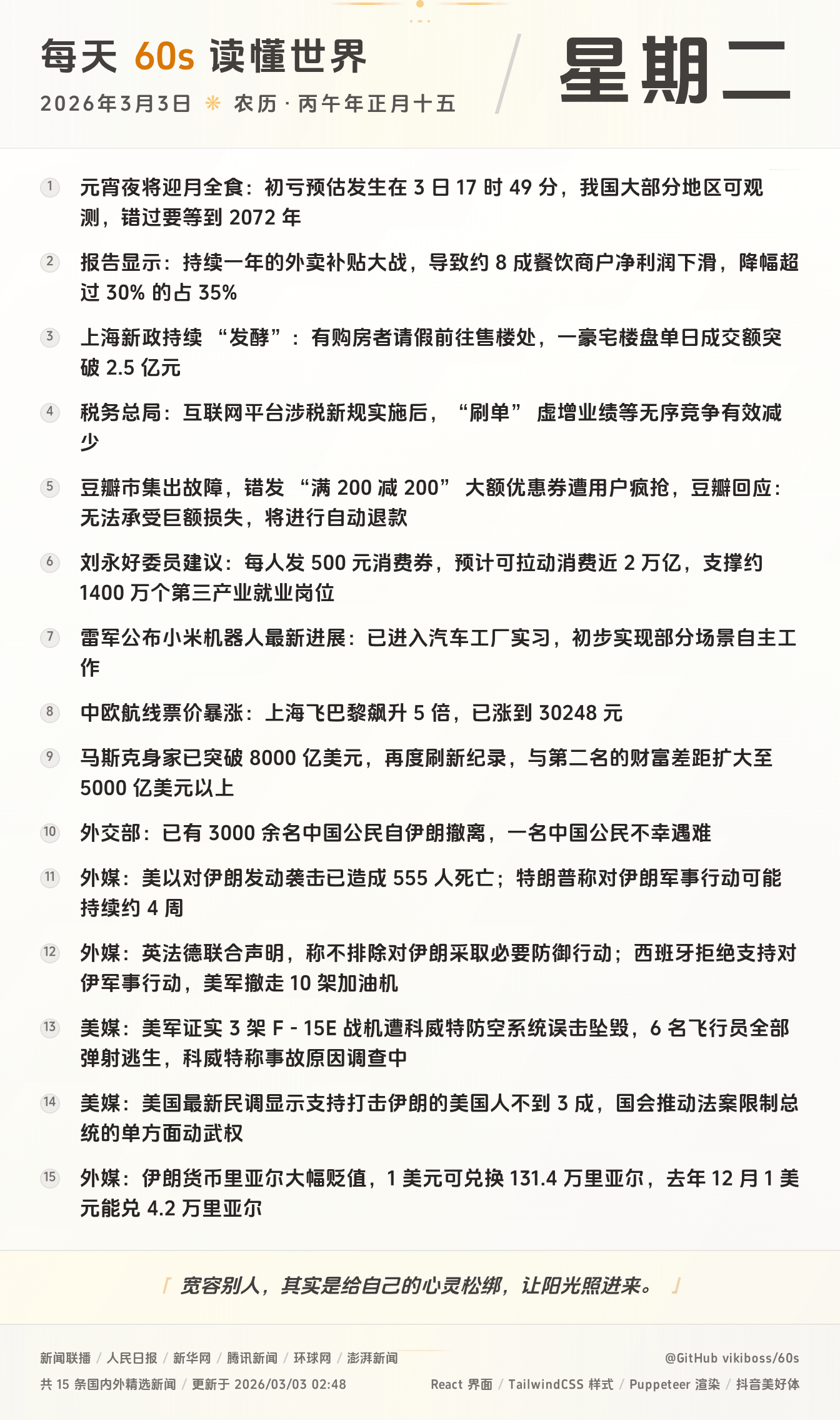 2026年03月03日新闻快讯-九零社区