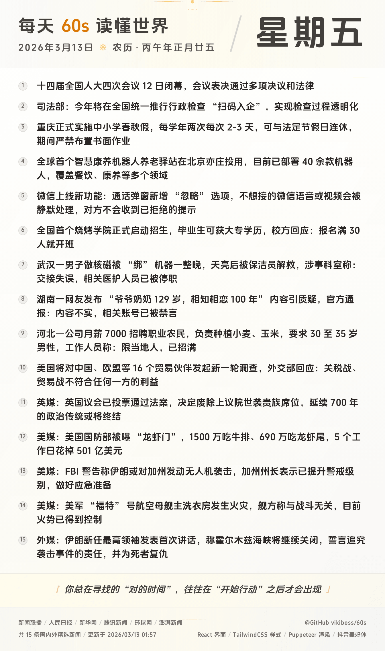 2026年03月13日新闻快讯-九零社区