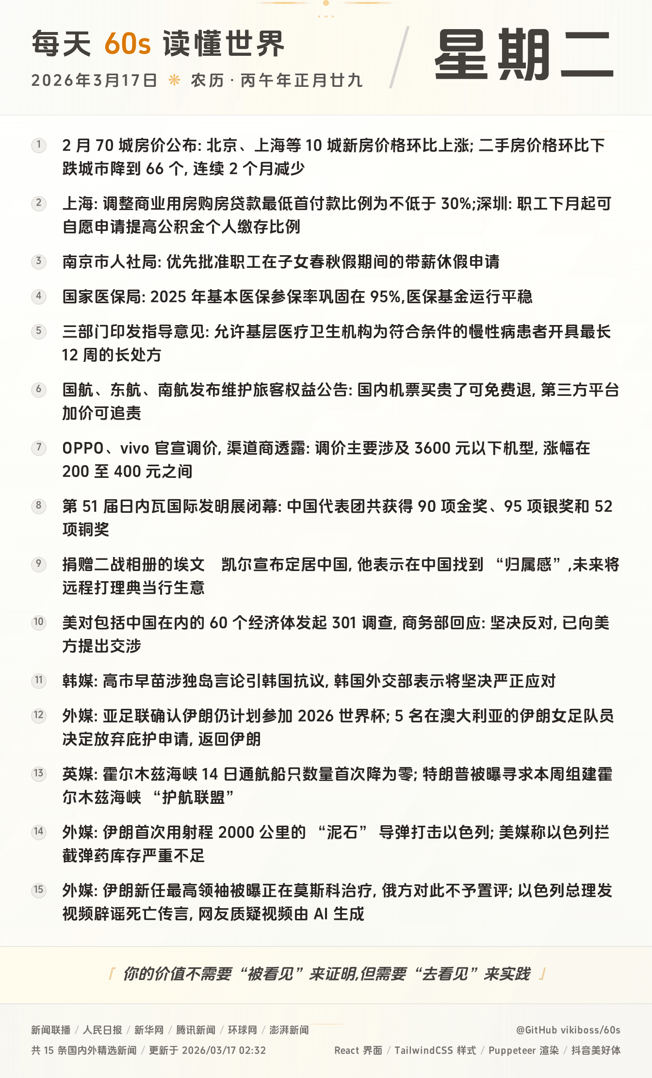 2026年03月17日新闻快讯-九零社区