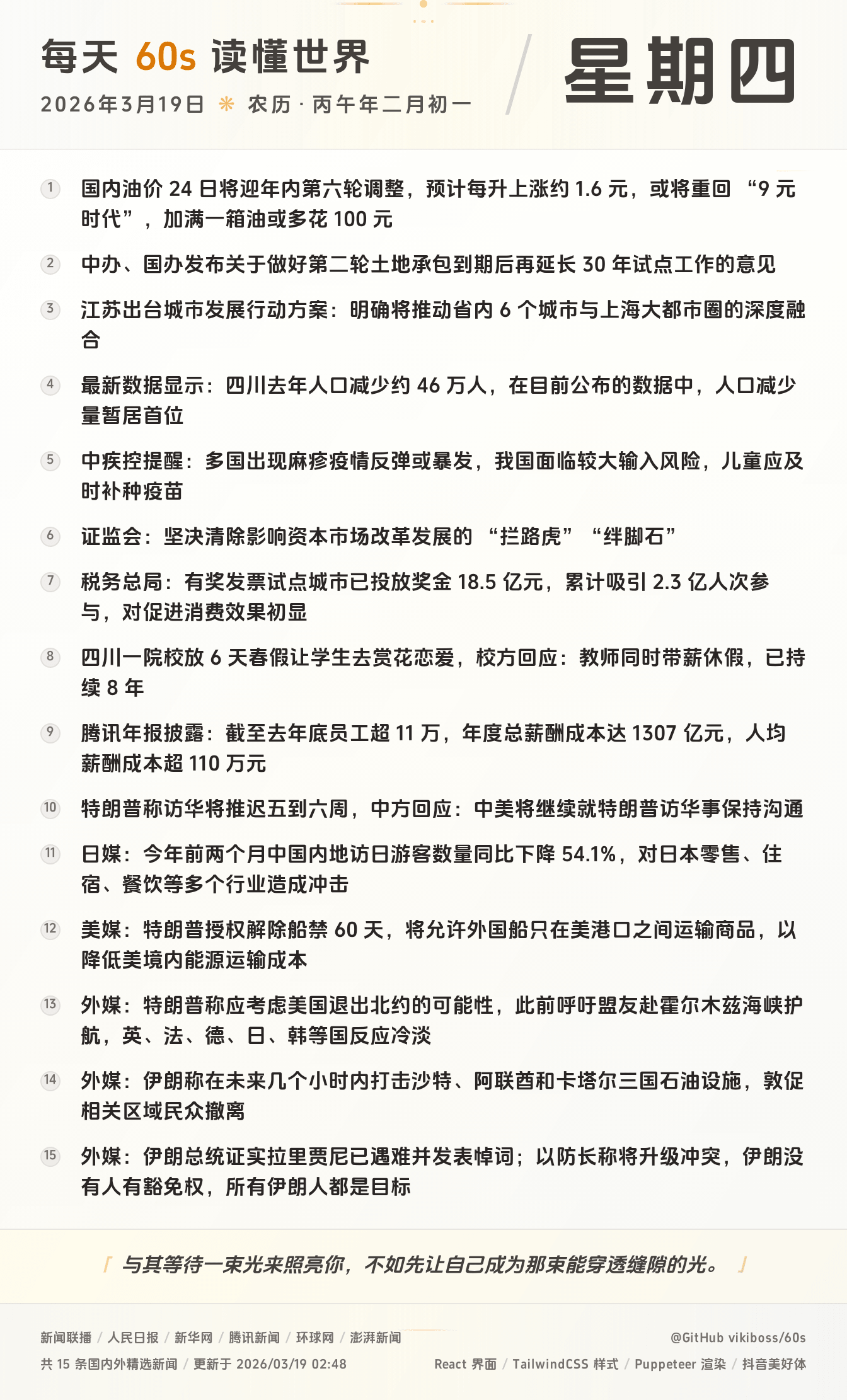 2026年03月19日新闻快讯-九零社区