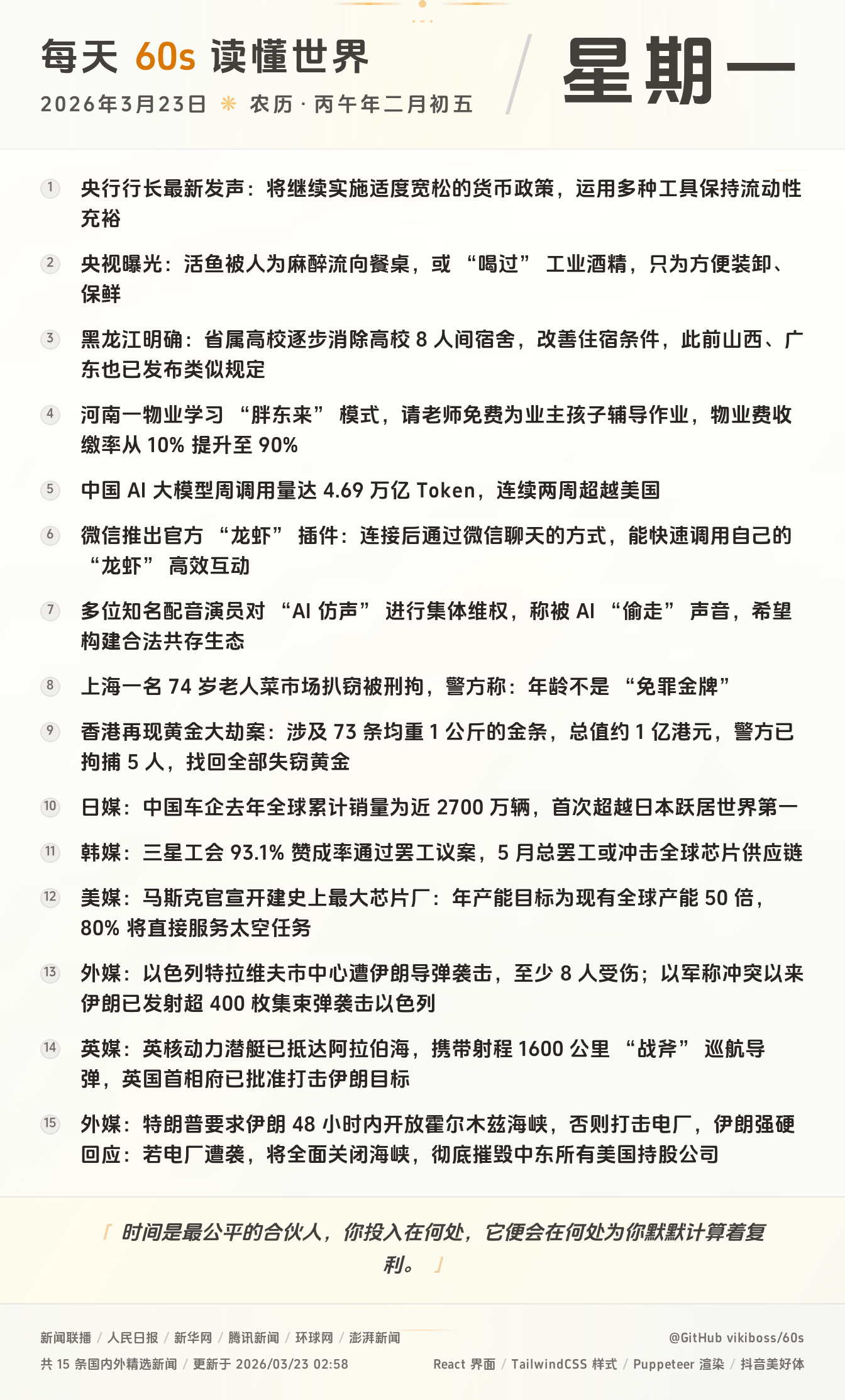 2026年03月23日新闻快讯-九零社区