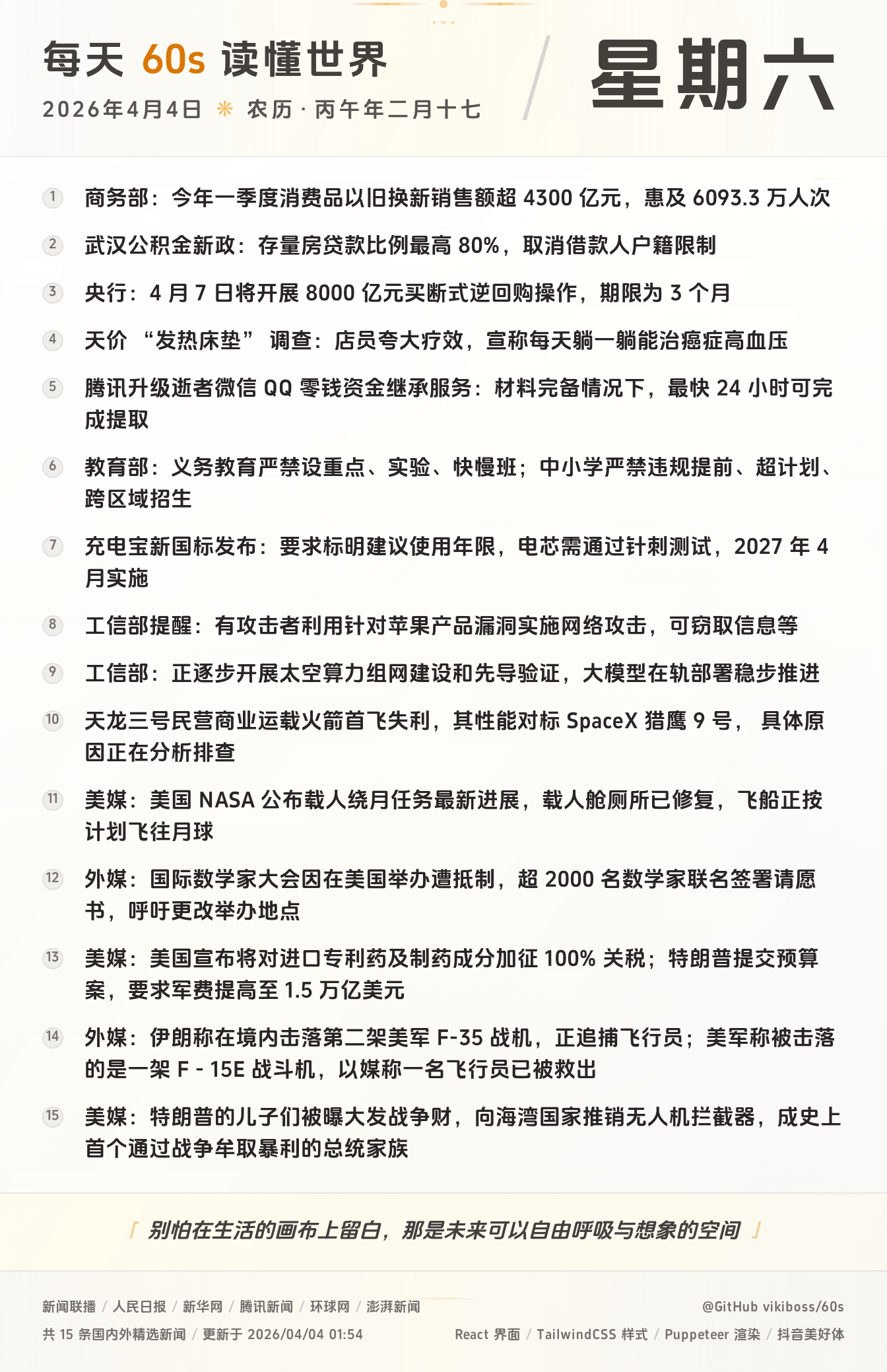 2026年04月04日新闻快讯-九零社区