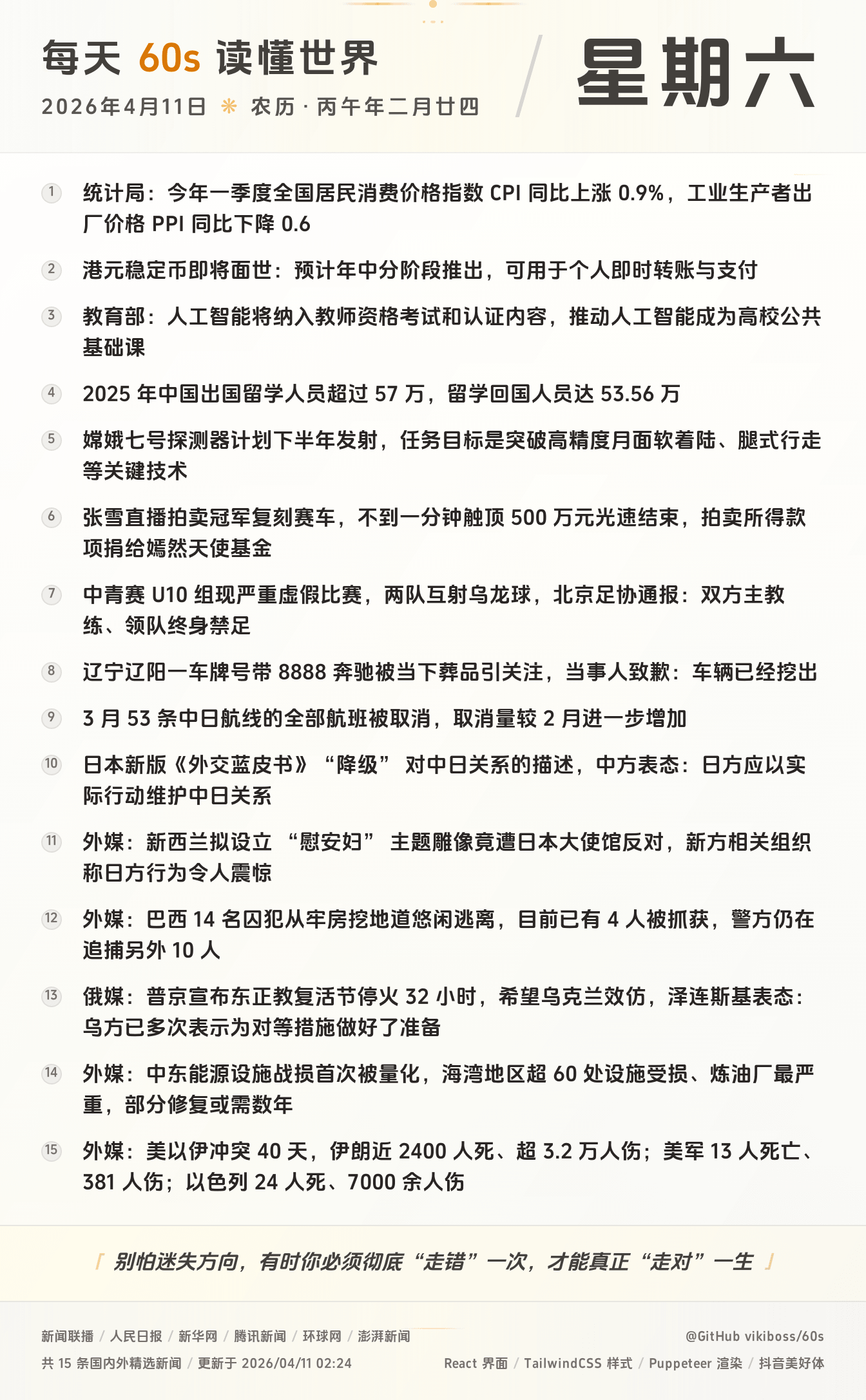 2026年04月11日新闻快讯-九零社区