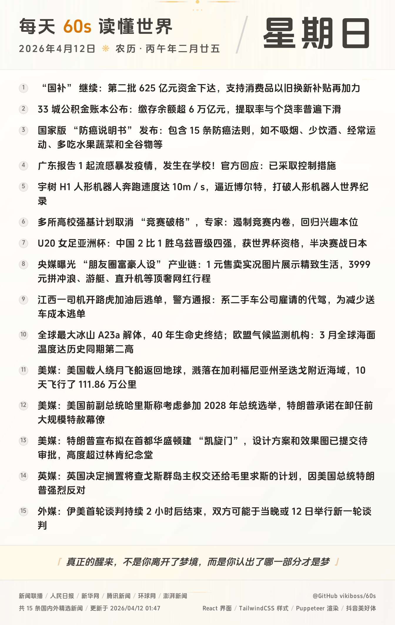 2026年04月12日新闻快讯-九零社区