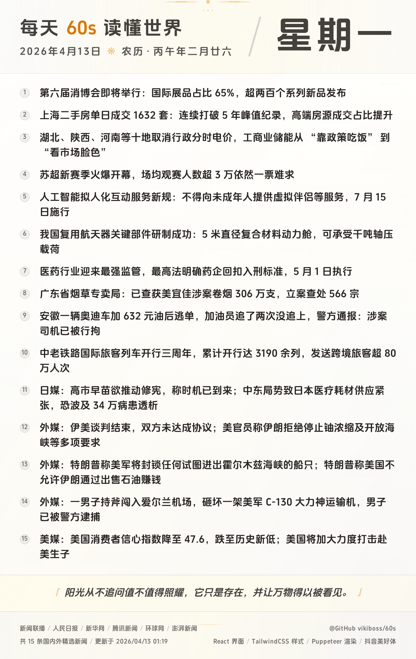 2026年04月13日新闻快讯-九零社区