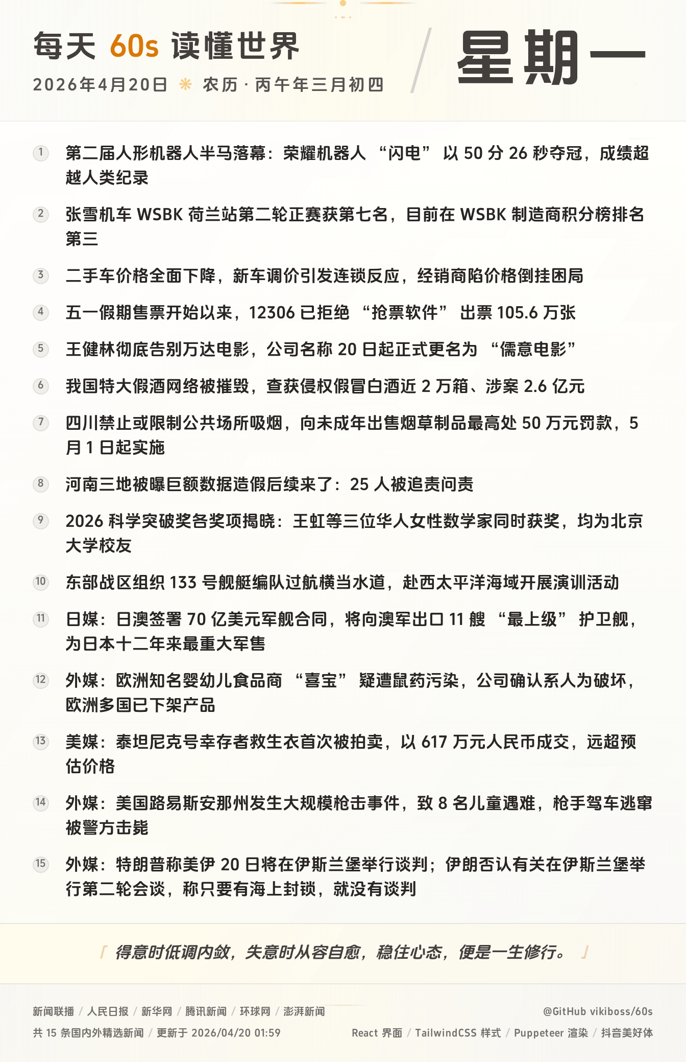 2026年04月20日新闻快讯-九零社区