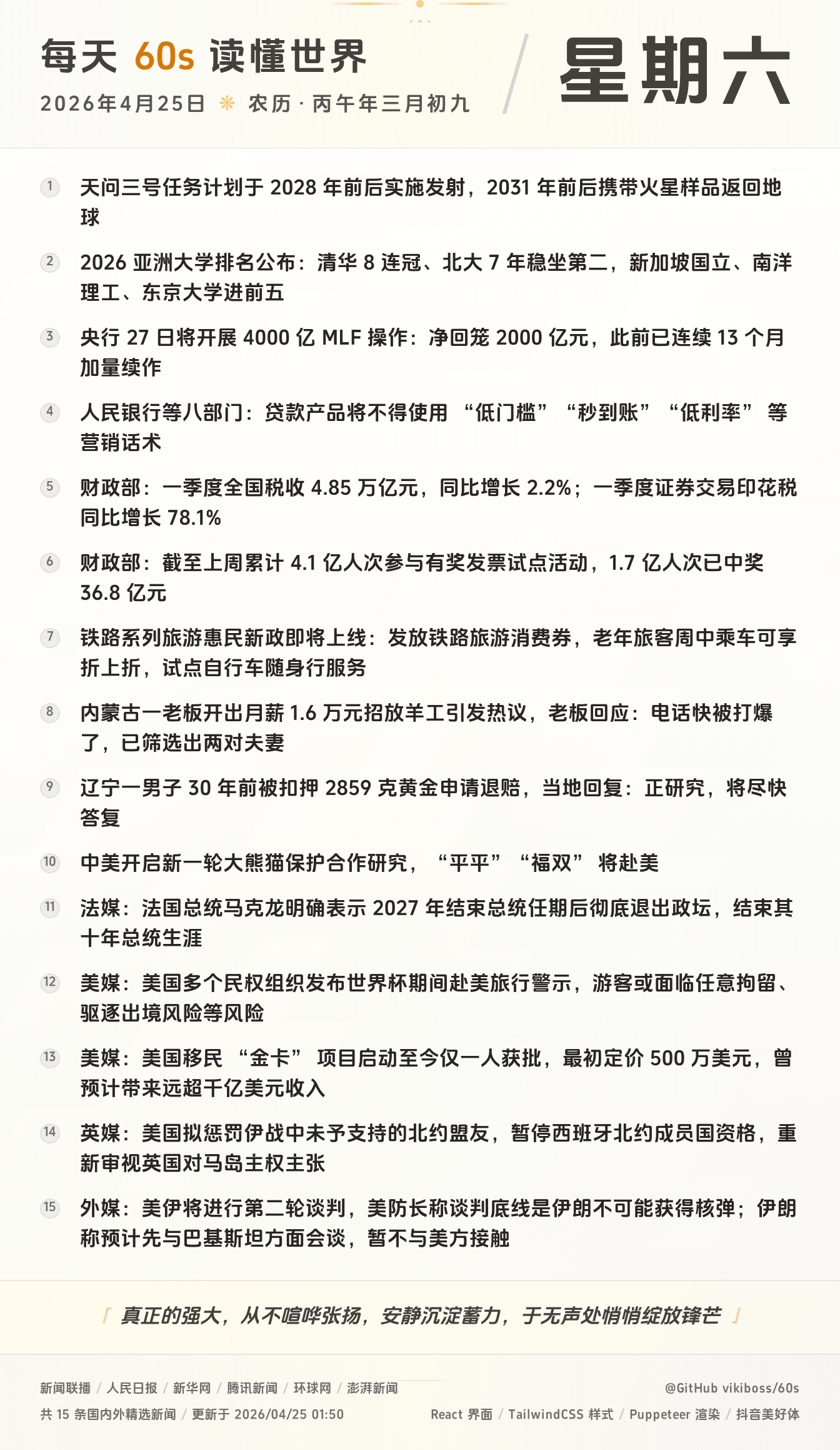 2026年04月25日新闻快讯-九零社区