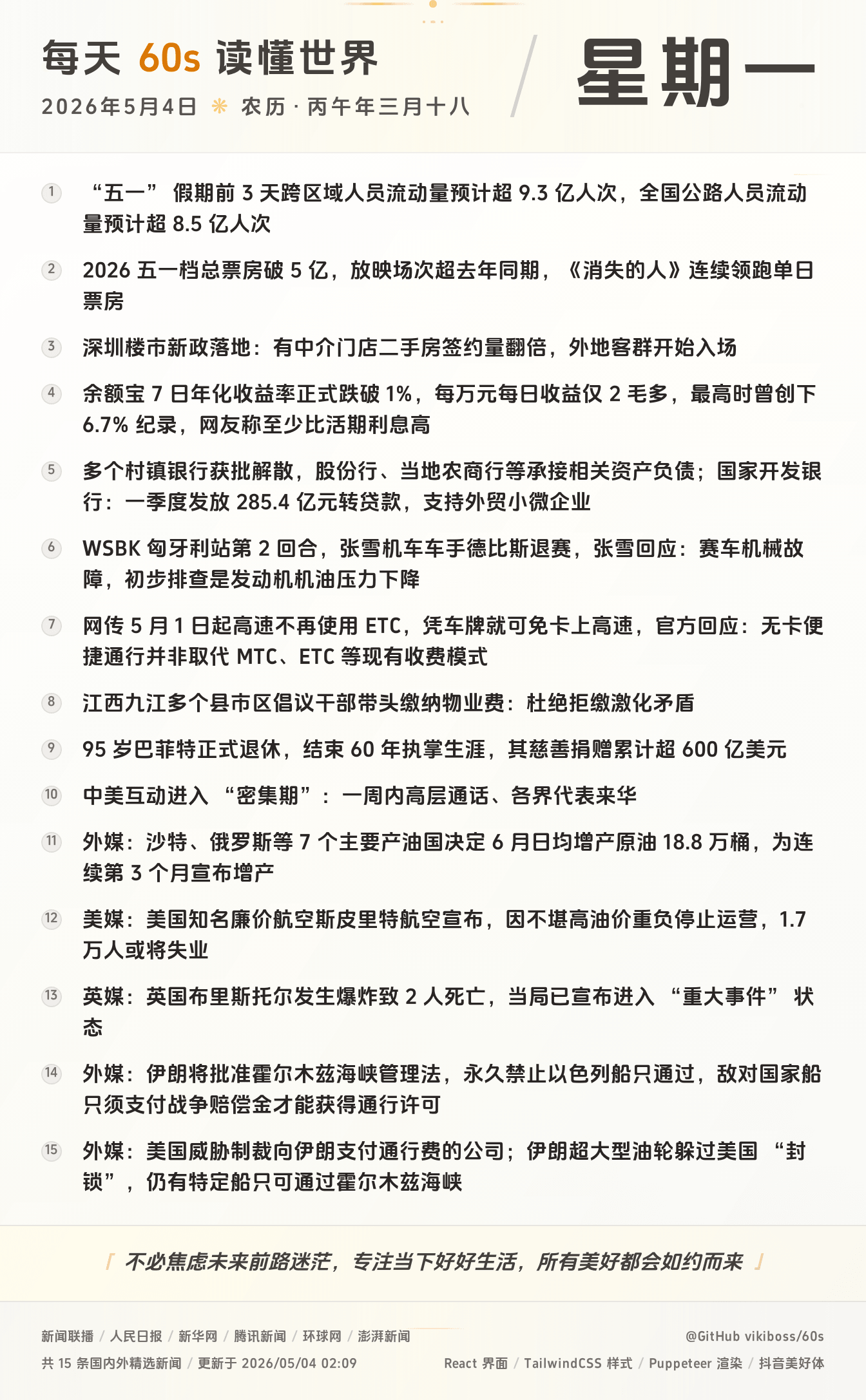 2026年05月04日新闻快讯-九零社区