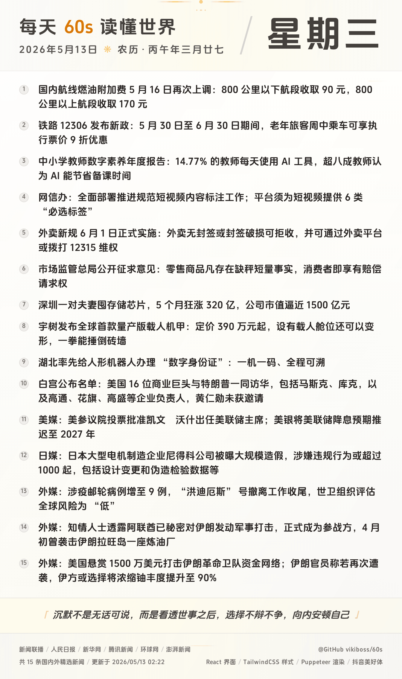 2026年05月13日新闻快讯-九零社区