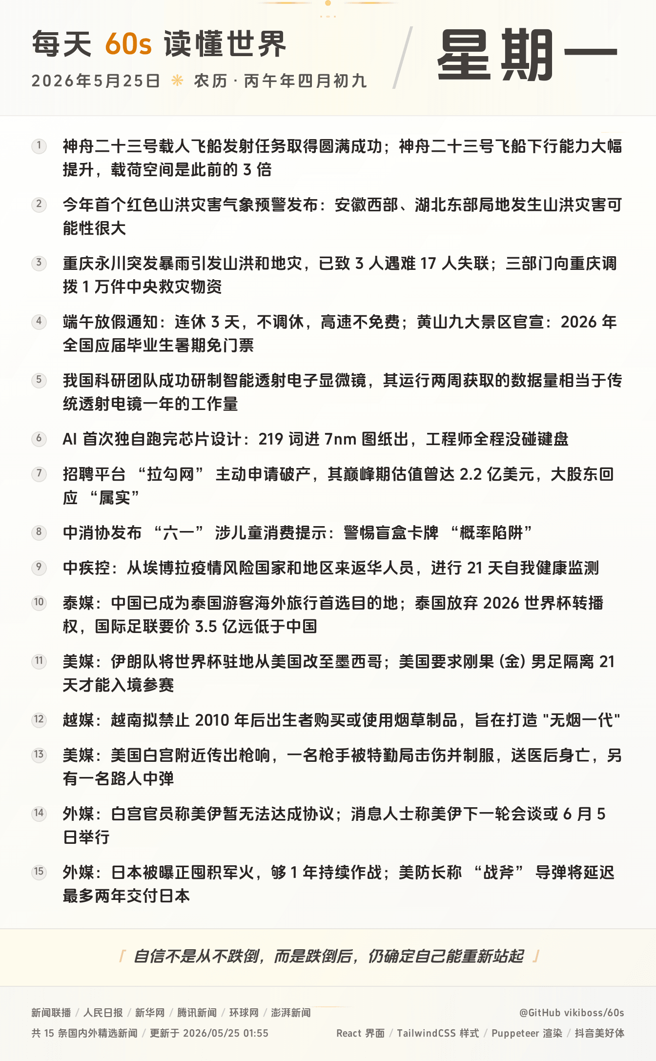 2026年05月25日新闻快讯-九零社区