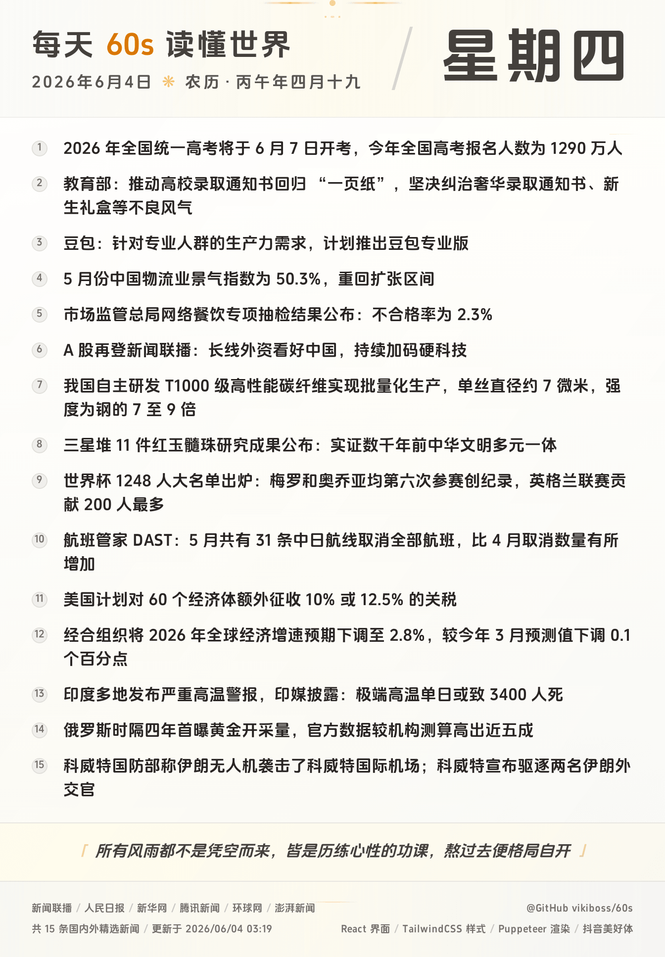 2026年06月04日新闻快讯-九零社区