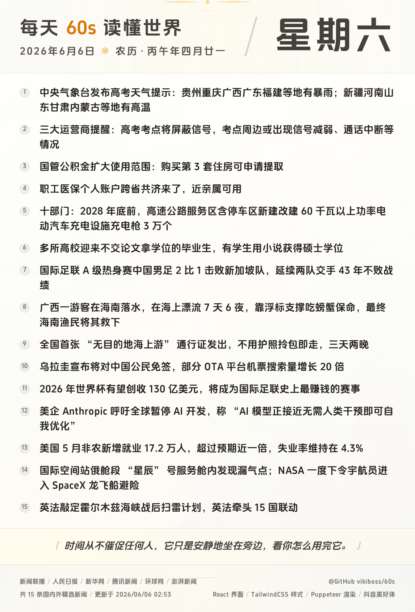 2026年06月06日新闻快讯-九零社区