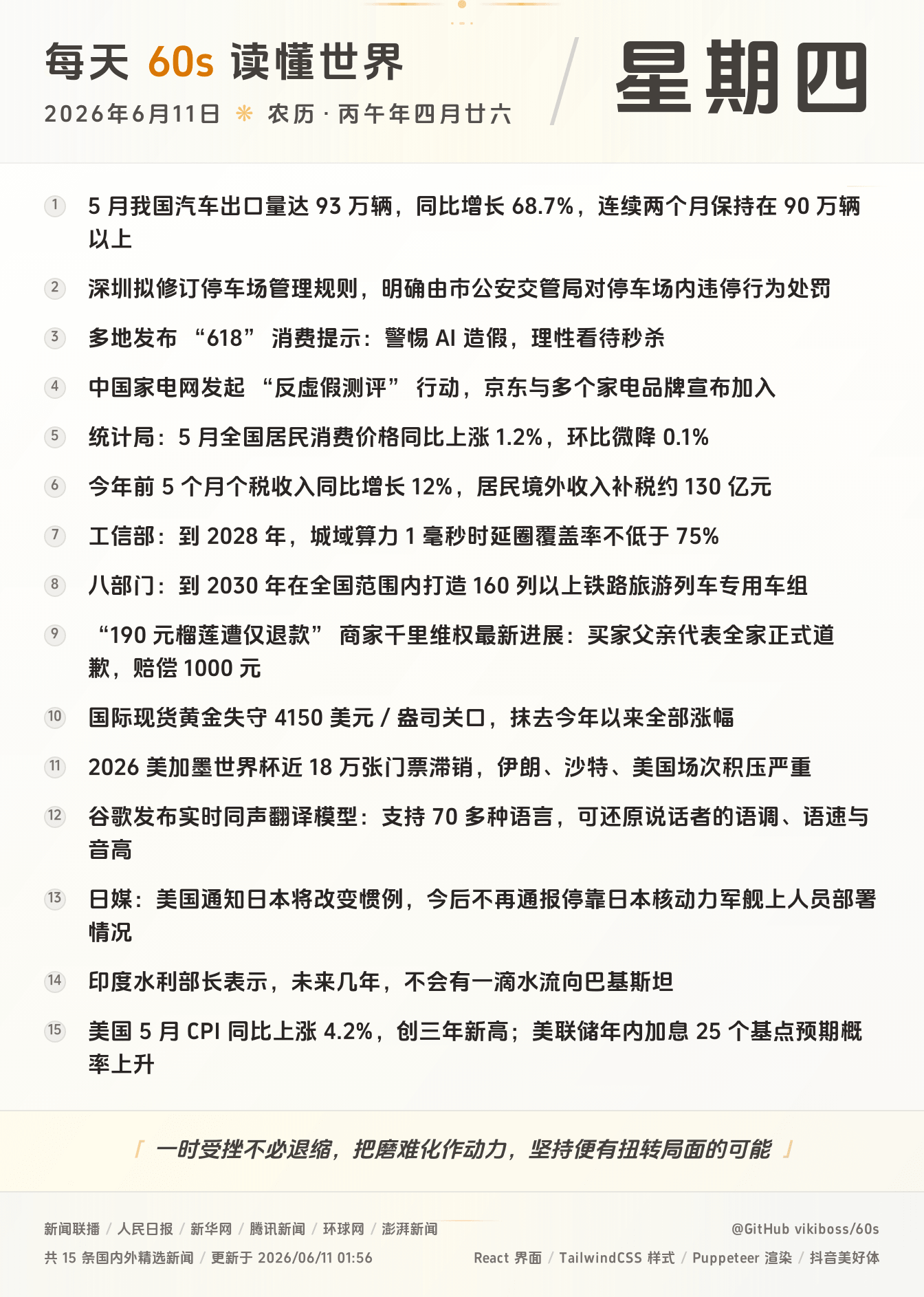 2026年06月11日新闻快讯-九零社区