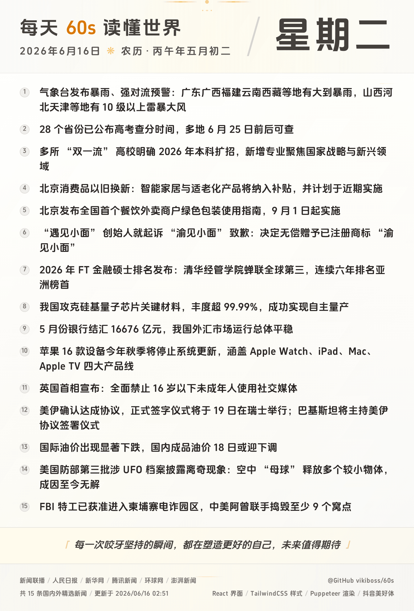 2026年06月16日新闻快讯-九零社区