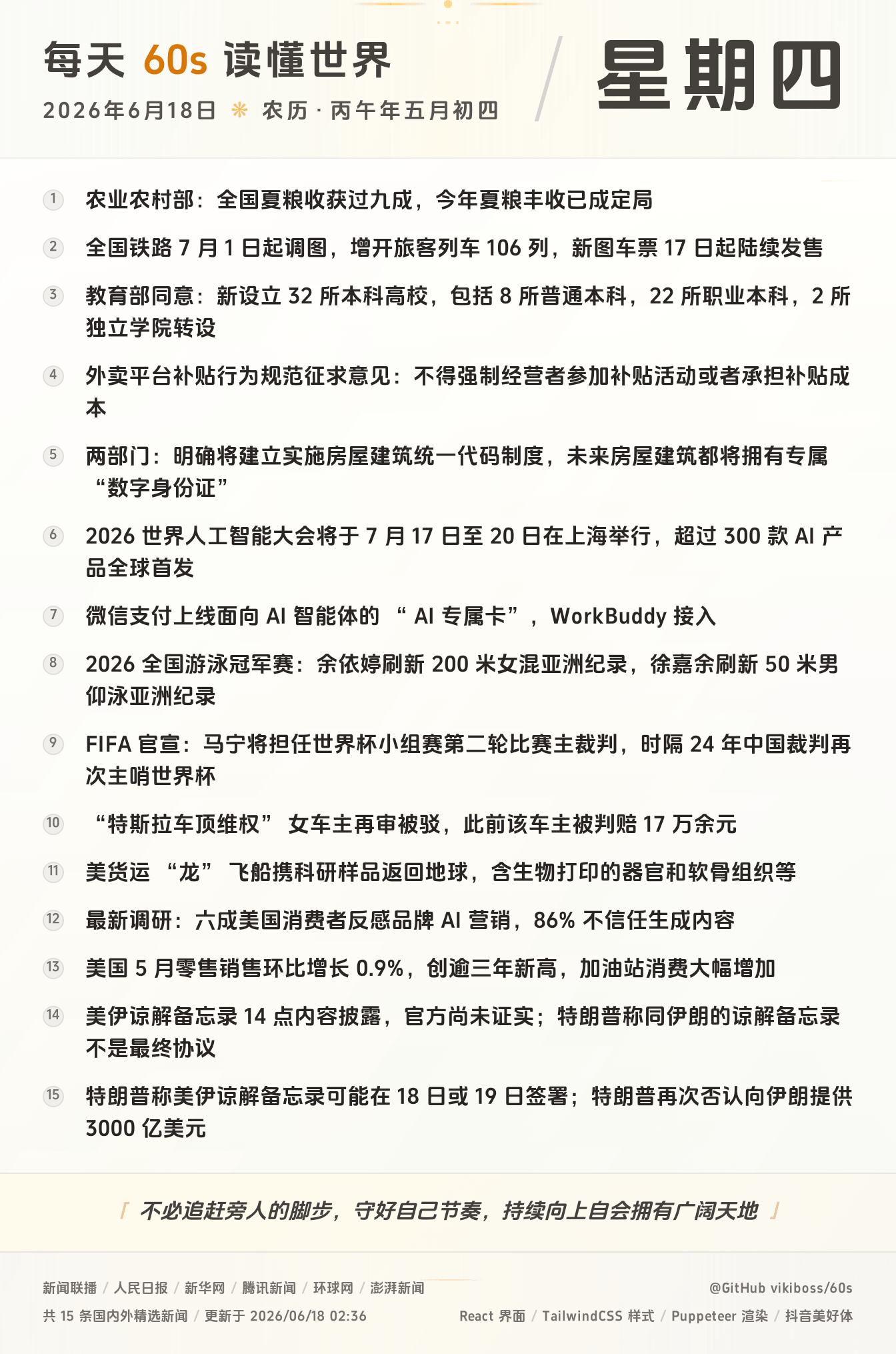 2026年06月18日新闻快讯-九零社区