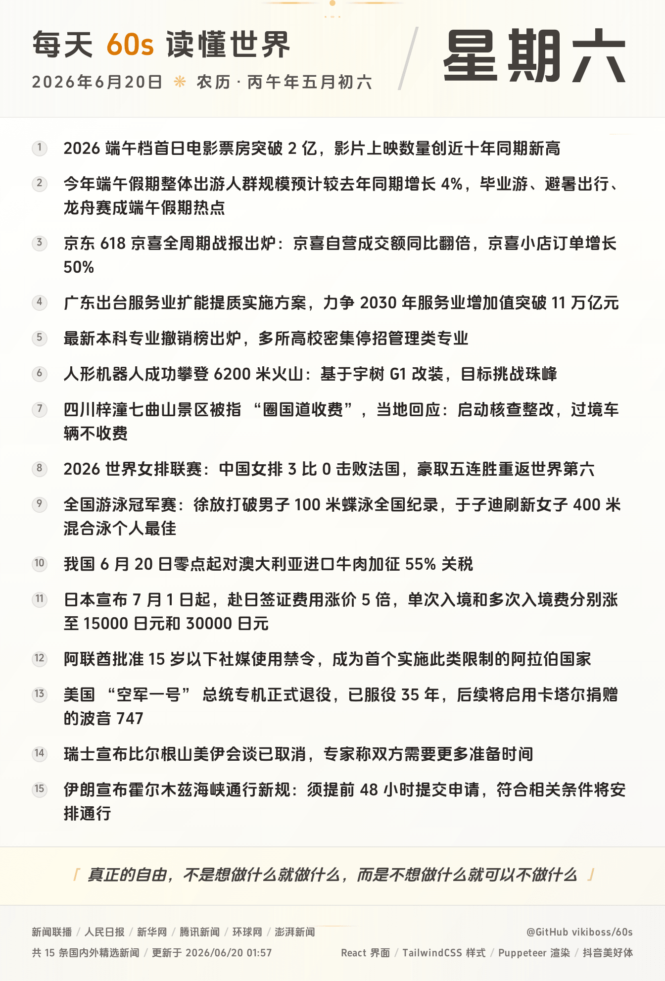 2026年06月20日新闻快讯-九零社区