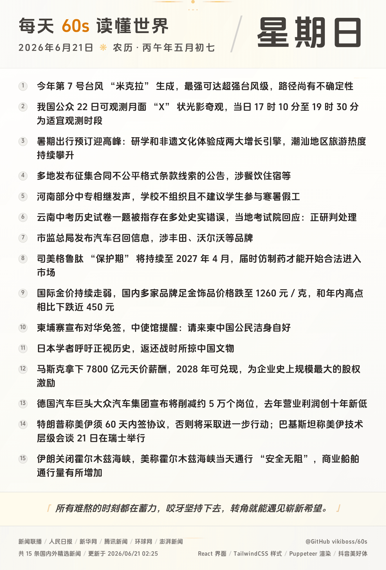 2026年06月21日新闻快讯-九零社区