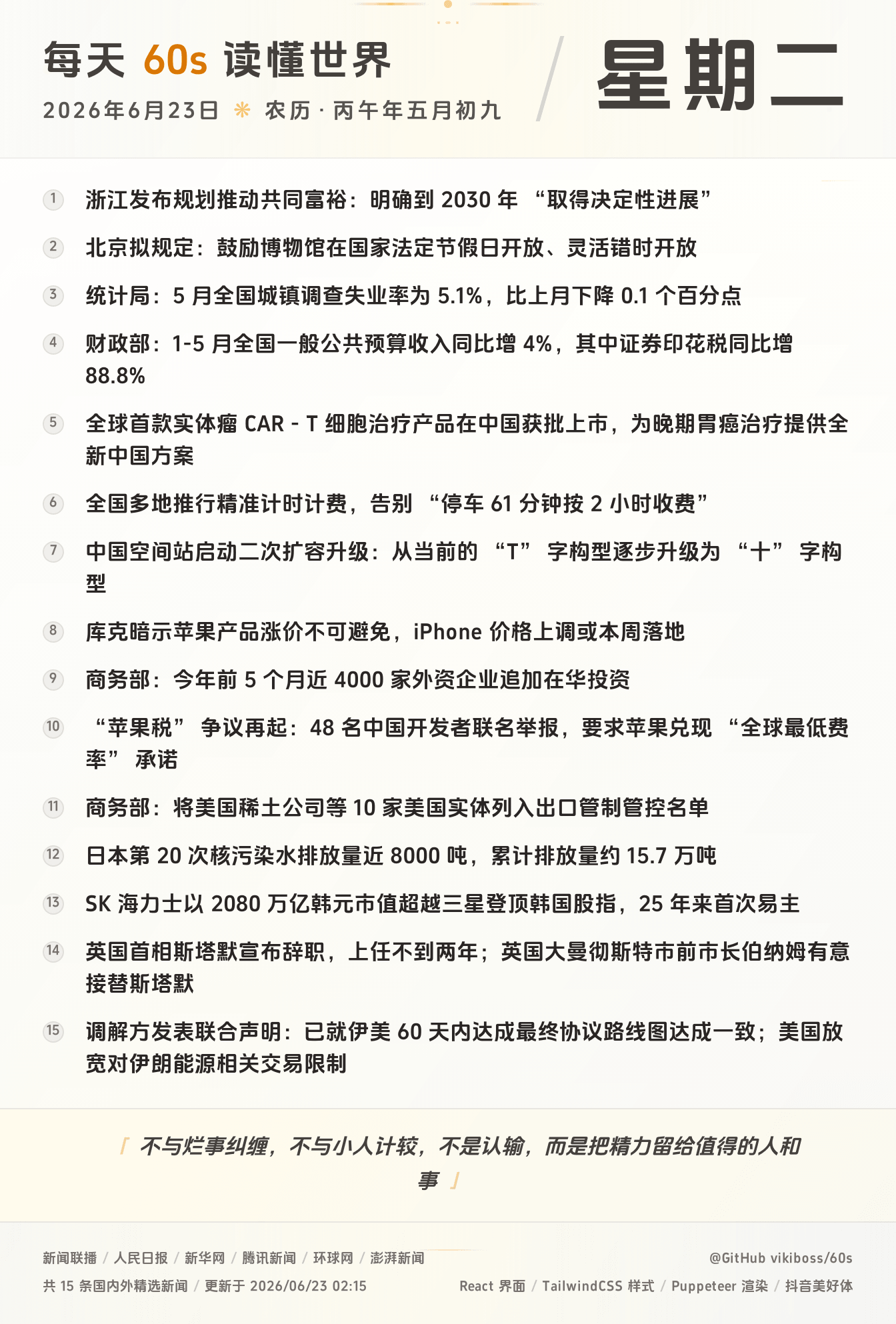 2026年06月23日新闻快讯-九零社区